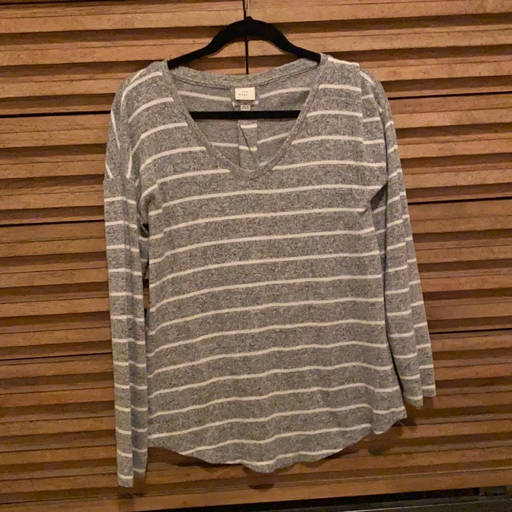 Grey and white striped sweater